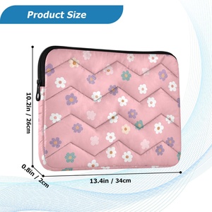 New Arrival Custom Pink Floral Print <b>Computer</b> Messenger Laptop <b>Accessories</b> Grid Protective Case Laptop Sleeve - Product Image 2