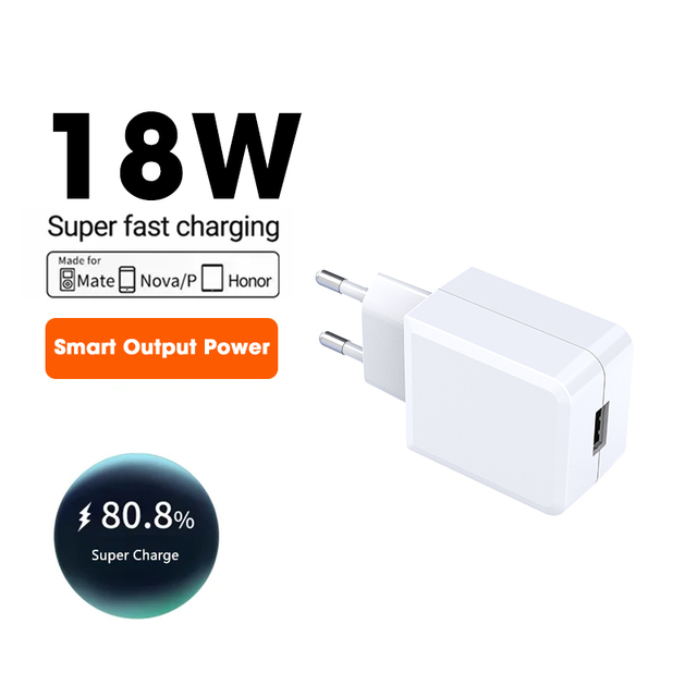 Universal 18W Smart Fast Charging Adapter QC Solution for Android Phones Watches Output Power 15W Portable USB Charger