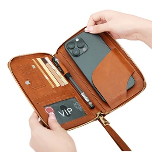 Wholesale Fashionable Retro Style PU Leather Passport Wallet Portable Card Holder with Ticket Slot RFID Blocking for Travel - Product Image 1