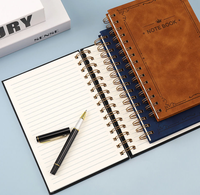 Cuir exécutif-Cahier enroulé-Journal imprimé personnalisé avec anneaux en métal, Journal de cadeau d'entreprise de luxe