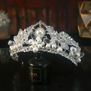 Gioielli per capelli da sposa accessori per capelli da sposa donna cristallo perla diademi sposa regina corone da festa per accessori per capelli da ragazza