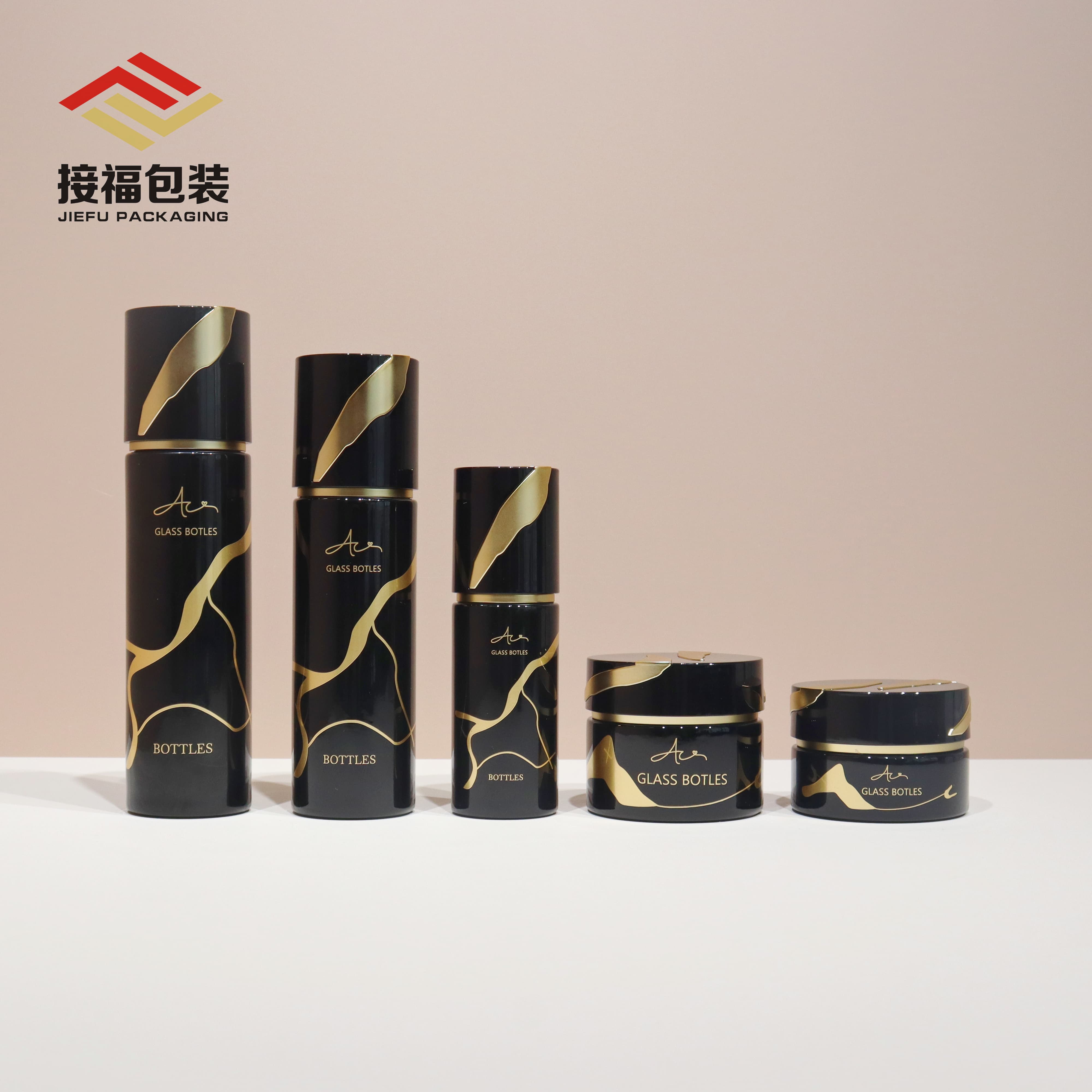 cosmetic luxury glass bottle black