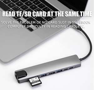 8 1 <span class=keywords><strong>USB</strong></span> C Hub per accessori per Computer 4K HDI <span class=keywords><strong>USB</strong></span> tipo C RJ45 cavo adattatore PD87W <span class=keywords><strong>USB</strong></span> 3.0 <span class=keywords><strong>SD</strong></span>/TF lettore di schede <span class=keywords><strong>convertitore</strong></span> HD-MI - Product Image 6
