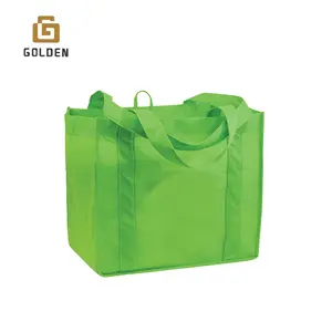 Sacola de compras reciclada com logotipo personalizado promocional Eco Golden, sacola de compras em tecido não tecido, sacola com filtro em tecido não