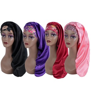 Gorro de Dormir Extra Largo de Satén para Mujer - Turbante Elástico Extra Grande con Cinta Ajustable, Transpirable para Cabello Rizado/Natural - Product Image 1