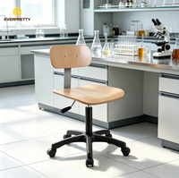Chaises de laboratoire pivotantes en bois avec roulettes pour projets de mobilier de laboratoire en gros