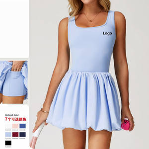 Op maat gemaakte logo, populaire damesjurk, schattig U-vormig rugontwerp, <span class=keywords><strong>2</strong></span>-in-1, met bandjes, puffy jurk, plus size, tennis/padel, elegante bubbeljurk met zak - Product Image 2