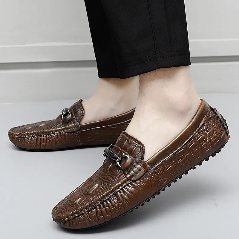 Men's Moccasin Shoes Oxford Black And Brown Men's Flat Comfortable Slip-on Shoe Leather Loafers Casual Men's Dress Shoes