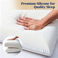 Oreiller de lit moderne en tissu polyester solide, garnissage en fibres de silicone, rafraîchissant, respirant, portable, avec housse amovible et lavable pour le cou