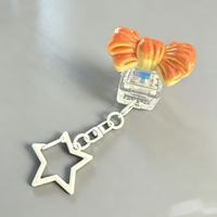 Mainan fidget keychain DIY makanan mini kawaii, simulasi hamburger roti donat, penghilang stres