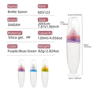 Ensemble de biberons cuillères d'alimentation en silicone pour bébé, distributeur de nourriture complémentaire à presser, portable et réutilisable pour nourrissons - Product Image 2