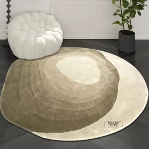 Round Shape Door Mats Custom Design Hand Carve Acrylic Wool Runner Rugs Made Carpet Circle Diameter Die Cut Tufted Area Rugs