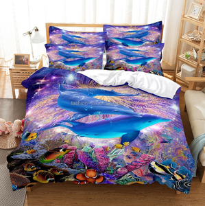 Ensemble <span class=keywords><strong>de</strong></span> literie en polyester 100% tissé Big Fish 200TC <span class=keywords><strong>de</strong></span> style européen et américain, 3 pièces, <span class=keywords><strong>housse</strong></span> <span class=keywords><strong>de</strong></span> <span class=keywords><strong>couette</strong></span>, motif animal, usage domestique et hôtelier, vente en gros - Product Image 4