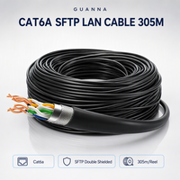 Kabel Ethernet Bulk Terproteksi SFTP Cat6A 305m CCA 10G untuk Kabel Rak Server Bersertifikasi CE/FCC, Panjang Dapat Disesuaikan