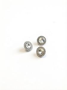 Bouton-pression plaqué argent 16 mm motif soleil, grand Rivoli, pavé de cristaux et strass, design fusée de luxe, pour robe de soirée et mariage - Product Image 1