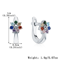 Boucles d'oreilles Huggie en argent sterling 925 plaqué rhodium, petites et légères, luxueuses, avec zircon cubique coloré, mignonnes, pour femmes, cadeau