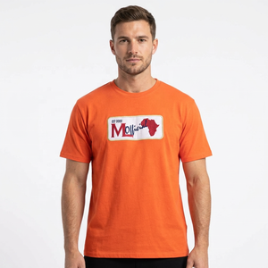 T-<span class=keywords><strong>shirt</strong></span> en coton personnalisé pour <span class=keywords><strong>homme</strong></span> avec patch brodé carte du monde, streetwear, col rond, manches courtes, décontracté, <span class=keywords><strong>orange</strong></span> - Product Image 1