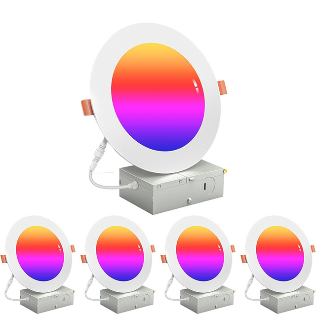 4 Inch 6" Smart WiFi LED Recessed Light RGBCW Color Changing Recessed Lighting Compatible with Alexa and Google Home Assistant