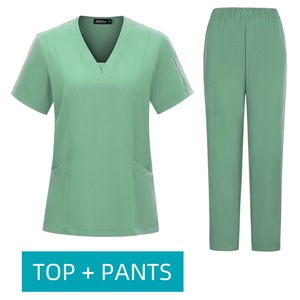 Women's Scrub Set Short Sleeve Split Design Knitted Uniforms For Medical Beauty Dental Work <b>Clothes</b> Size S XXL - Product Image 5