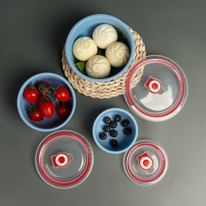 Boîte de conservation alimentaire scellée en fibres végétales de qualité alimentaire, design minimaliste, trois pièces, avec couvercle en <span class=keywords><strong>paille</strong></span> de blé et bol compartimenté pour réfrigérateur - Product Image 4