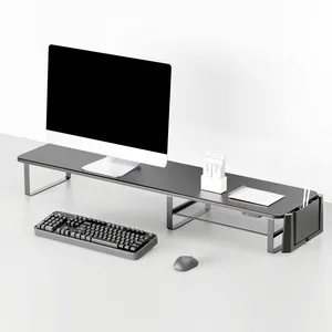 Dual Monitor Stand Riser Extra Large Storage PC Stand For 2 Monitors Computer Monitor Stand Riser With USB-C