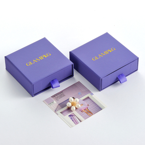 Custom Logo Purple Sliding Drawer Jewelry Packaging <b>Box</b> with Pouch <b>Gift</b> <b>Box</b> for <b>Earring</b> Bracelet Necklace Ring - Product Image 2