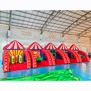 Structure gonflable de <span class=keywords><strong>cirque</strong></span> rouge de qualité commerciale, combo de jeux de carnaval 5 en 1, jeux sportifs interactifs pour la location d'événements et de fêtes - Product Image 2