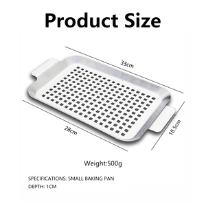 Juego de parrillas perforadas de acero inoxidable de grado alimenticio al por mayor <span class=keywords><strong>con</strong></span> asas anchas para cesta de asar verduras en barbacoas al aire libre - Product Image 2