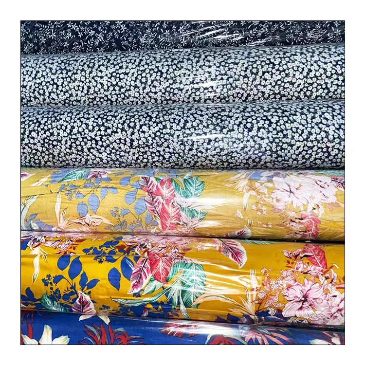 Wholesale factory Print spun Rayon plain 30S Breathable Soft 100% Rayon Fabric for Women dress