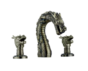 Sang Trọng 3 Mảnh Rồng Hình Dạng Retro Chia Vàng Ba Lỗ 2 Xử Lý Brass Phòng Tắm Nóng Lạnh Mixer Vòi Lưu Vực Bồn Rửa Vòi Nước - Product Image 6