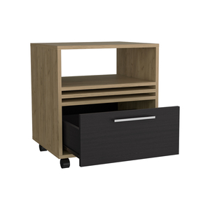 Baldwin City Nightstand Light Oak Black Bedroom Storage <b>Unit</b> With Drawer And <b>Shelf</b> - Product Image 3