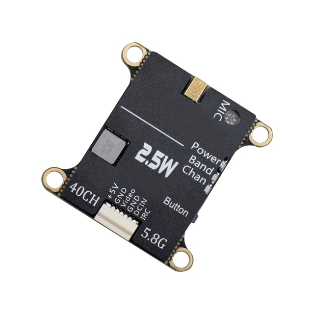 JHEMCU 2.5W VTX 5.8G 40CH Adjustable FPV Transmitter for RC Airplane Long Range Built-in Microphone Heat Sink 2-6S Plastic