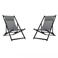 Chaise longue pliante d'extérieur en tissu, pour patio et plage, double usage, inclinable à cinq positions, chaise de camping et de loisirs avec structure en fer