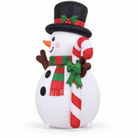 Bonhomme de neige gonflable de Noël avec chapeau haut et canne en sucre, figurine de bonhomme de neige pour la décoration extérieure de jardin, pelouse, fête de Noël