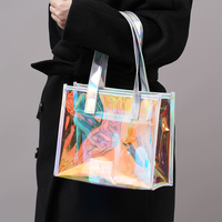 Vente en gros de sac fourre-tout transparent holographique laser radium personnalisé Sac cadeau tendance en plastique TPU coloré