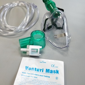 <span class=keywords><strong>Masque</strong></span> Venturi jetable en PVC de qualité médicale avec 2 diluteurs, transparent/vert – Offre Spéciale - Product Image 1