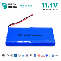 Baterai Pengganti untuk Proyektor Mini 11.1V 5200mAh 18650 3S2P Pack dengan Konektor 2P-VH 3.96mm Proyektor Portabel
