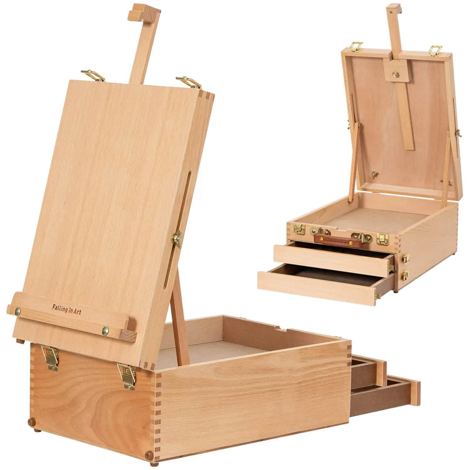 Art Wooden Tabletop Easel Box Sketchbox Table Easel with Storage Drawers