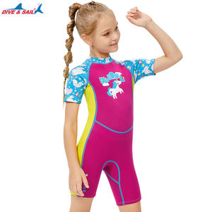 Tuta da sub per bambine e ragazze 2.5mm muta corta per bambine un pezzo posteriore con Zip da sub per bambini in Neoprene muta corta - Product Image 2