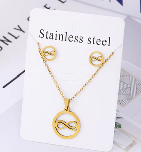 مجموعة مجوهرات من التيتانيوم الصلب للتصدير عبر الحدود الأمريكية البسيطة ، أقراط قلادة من الفولاذ المقاوم للصدأ تتميز بندفة الثلج - Product Image 1