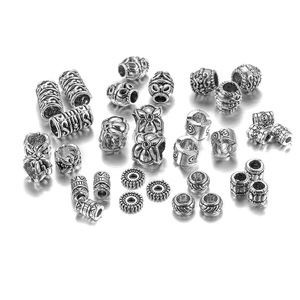 Cuentas espaciadoras de aleación de zinc en plata antigua, formas mixtas para hacer pulseras, cuentas dispersas chapadas en plata 925 AC0541 - Product Image 4