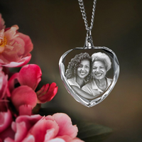 Bruiloft Valentijn Verjaardag of Kerstcadeaus Lege Sublimatie Laser Gegraveerde Foto Hart Kristal Ketting