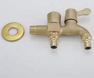 Rubinetto per Lavatrice Wayon in Ottone Massiccio a Doppia Uscita Montato a Parete con Maniglia a Farfalla Modello Vintage Oro WW-SLT - Product Image 5