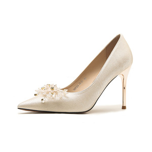 9888A-146 Sandalias de Tacón Alto con Flores de Satén, Punta Puntiaguda, Tacón de Aguja, Elegantes Zapatos de Vestir para Mujer para Bodas y Fiestas - Product Image 5