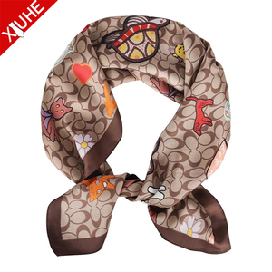 Scialle di seta di gelso 100% grande quadrato autunno cartone animato Graffiti Twill raso <span class=keywords><strong>donna</strong></span> design geometrico modello animale <span class=keywords><strong>sciarpa</strong></span> - Product Image 1