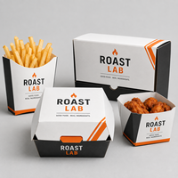 Boîte en papier jetable personnalisée avec logo pour emballage alimentaire (cheeseburger, poulet frit, frites) – Fabricant de contenants à emporter pour marques de restauration rapide et décontractée