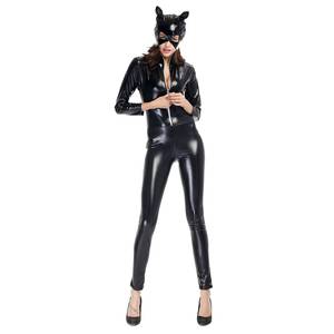 Nuevo Mono de Noche para Mujer, Disfraz Sexy de Gato para Halloween, de Cuero Sintético, para Actuaciones en Bares y Escenarios - Product Image 1