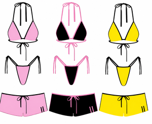 Puff Print Towel Embroidery Rhinestone Decoration Swimwear <b>Bikini</b> <b>Set</b> - Product Image 1