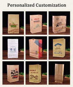 Customized Logo Fast Food Takeout Bag Kraft <b>Paper</b> Bag Without Handle - Product Image 6