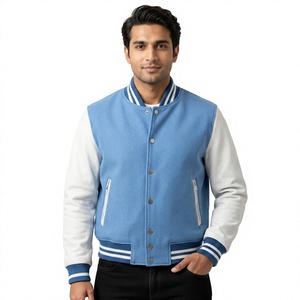 Chaqueta estilo varsity para hombre con cuello acanalado, mangas de ajuste cómodo y detalle discreto en el pecho para salidas diurnas con estilo. - Product Image 1